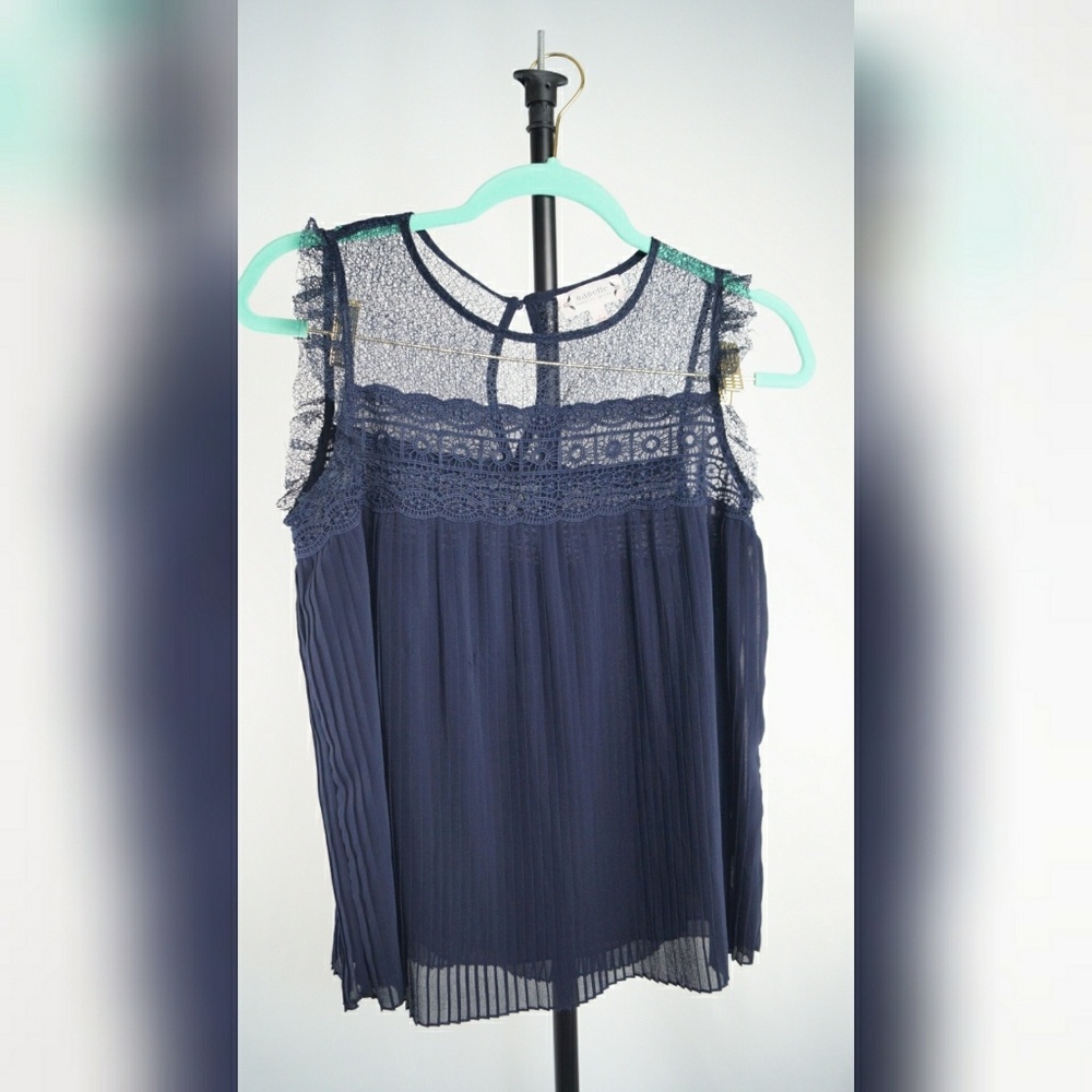 Nanette Lepore Lace & Pleat Blouse